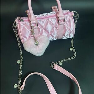 Dolls Kill Sugarthrillz Pink Handbag with Heart Charm